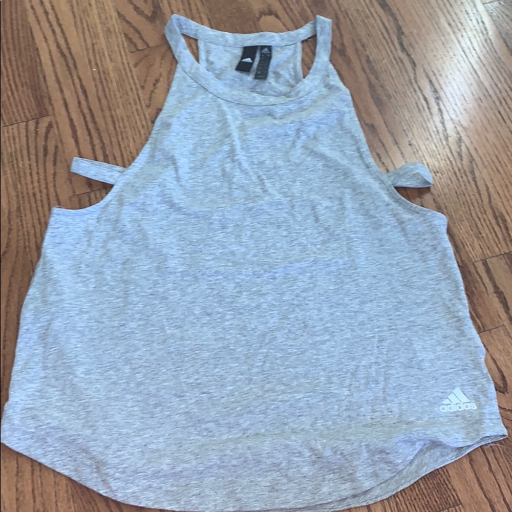 gray adidas workout tank top